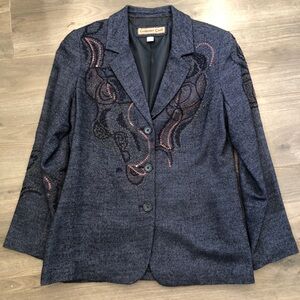 Coldwater Creek Paisley Embroidered Blazer Jacket (B23)‎